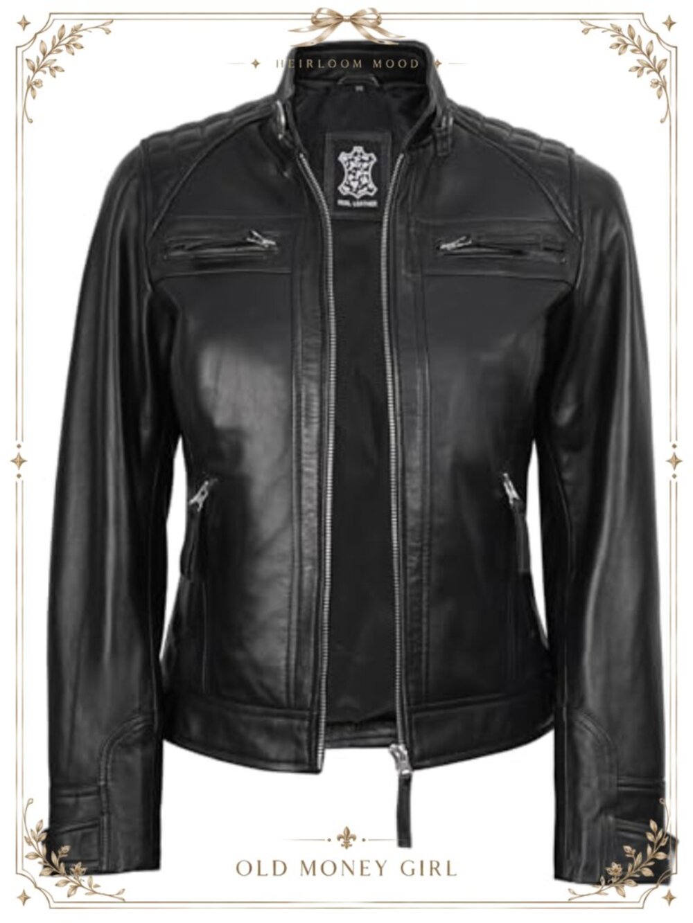Lambskin Leather Cafe Racer Moto Jacket Diamond Quilted